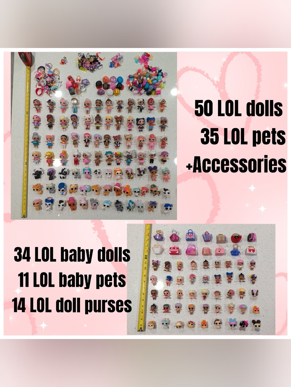 MASSIVE HUGE Lot LOL Surprise Dolls 84 Dolls 46 Pets Babies Bottles Bags $600+
